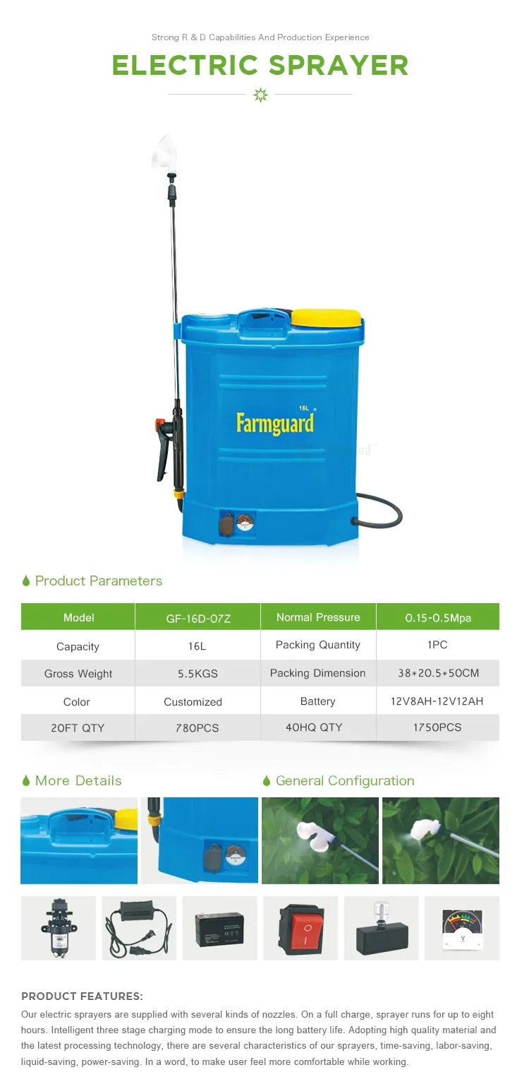 16L Garden Agricultural Tools Rechargeable Electric Knapsack Sprayers (GF-16D-07Z)