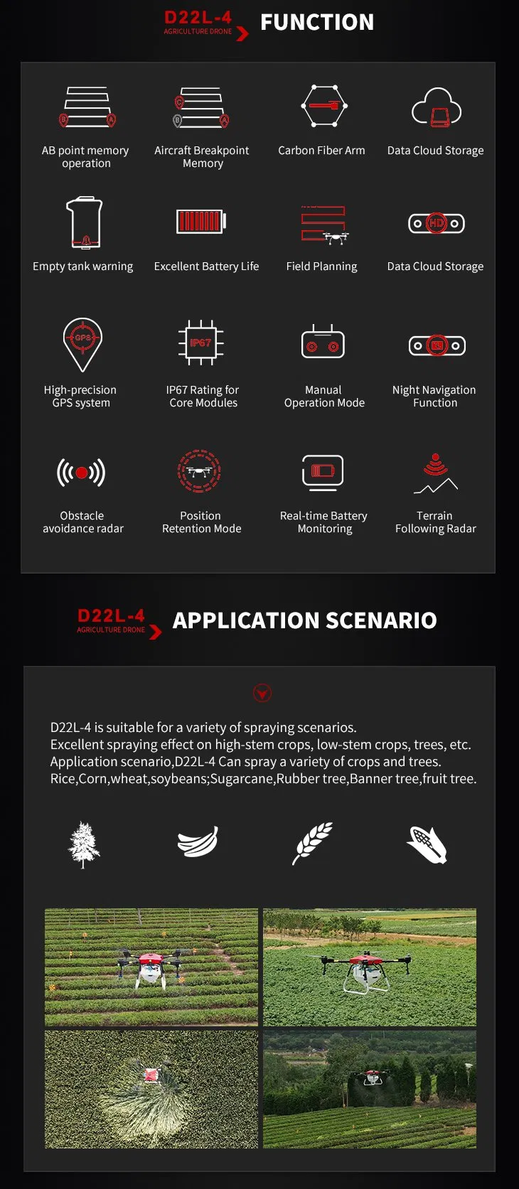 2020 New Design 20L Agricultural Spraying Drone Fertilizer Drone for Pesticide Spraying