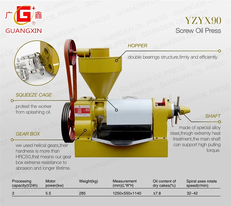 3tpd Capacity Yzyx90 Sunflower Groundnut Oil Processing Machine Supplier