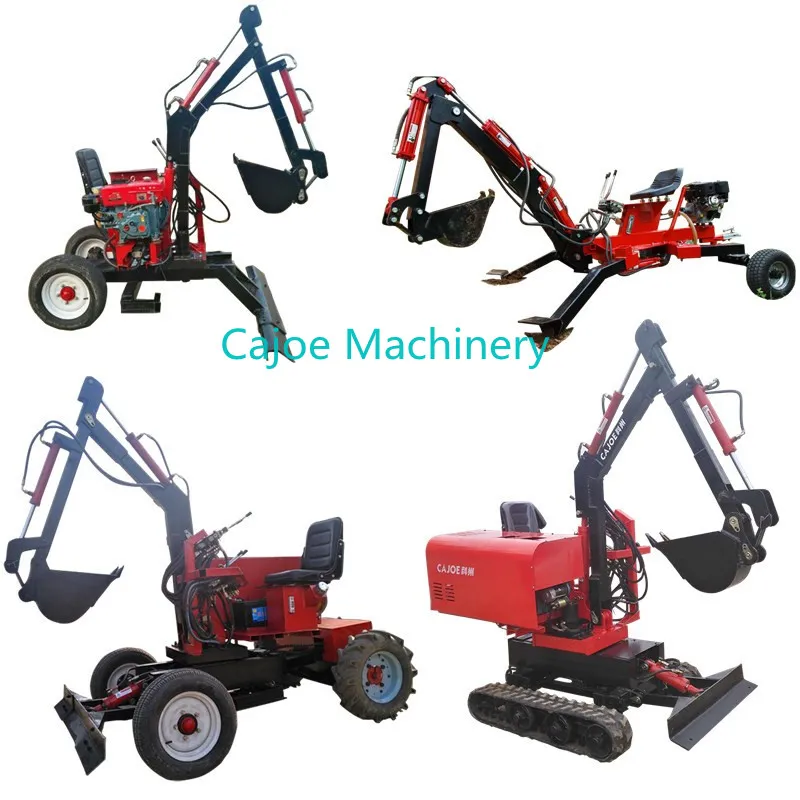 4 Wheel Type Petrol Engine Hydraulic Transmission Mini Backhoe Excavator Walking Excavators