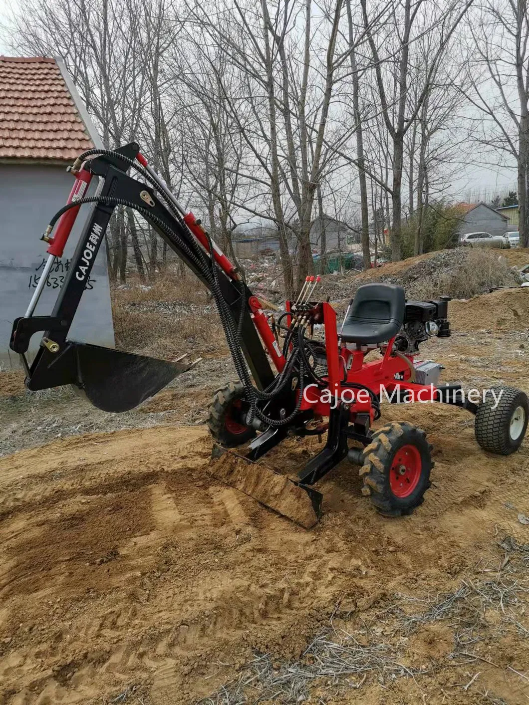 4 Wheel Type Petrol Engine Hydraulic Transmission Mini Backhoe Excavator Walking Excavators