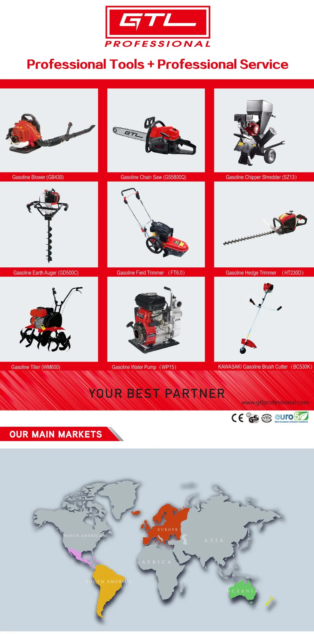 6.5HP 4 Stroke Ohv Engine Belt Drive Agricultural Equipment Gasoline / Petrol Power Tillers Garden Rotavator / Cultivator Tiller (GT40)