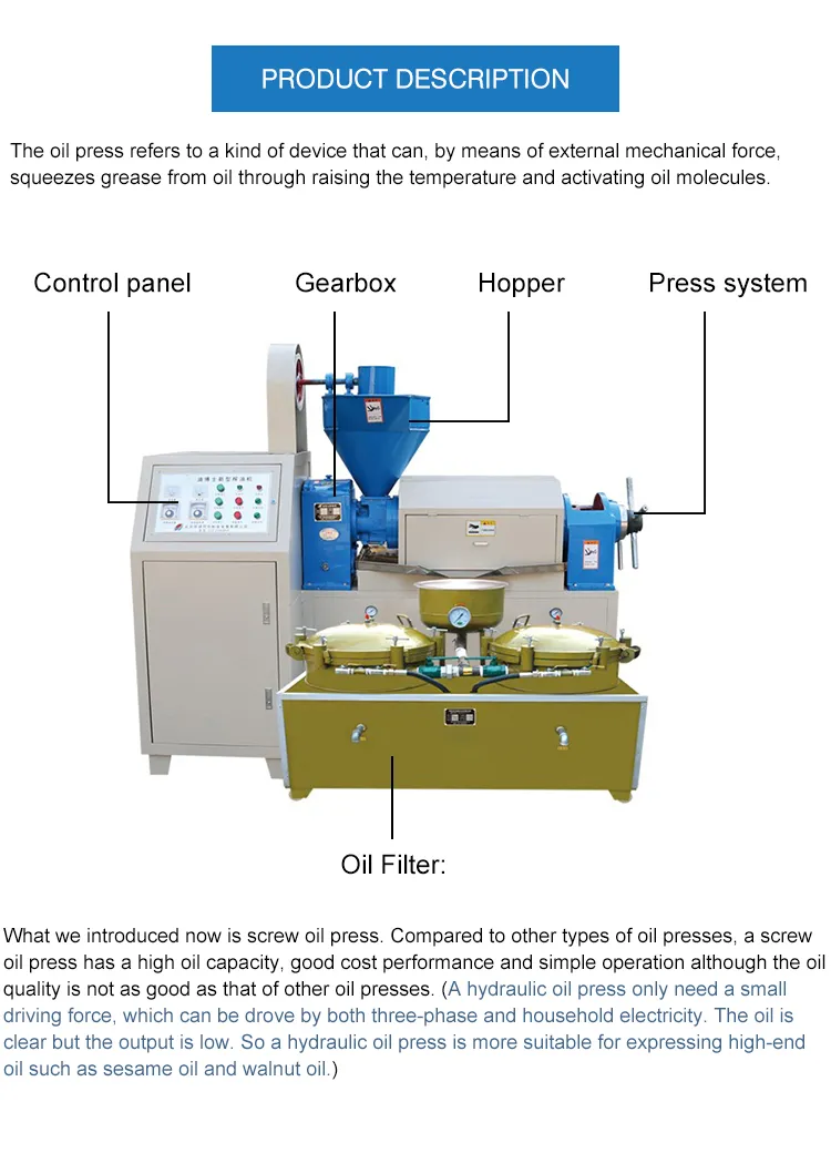 Automatic Almond Prickly Pear Seed Pumpkin Seed Multi Functional Peanut Industrial Cold Oil Press Machine