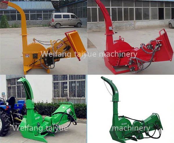 Big Chipping Capacity 9 Inches Hydraulic Wood Shredder 3PT Chipper Machine