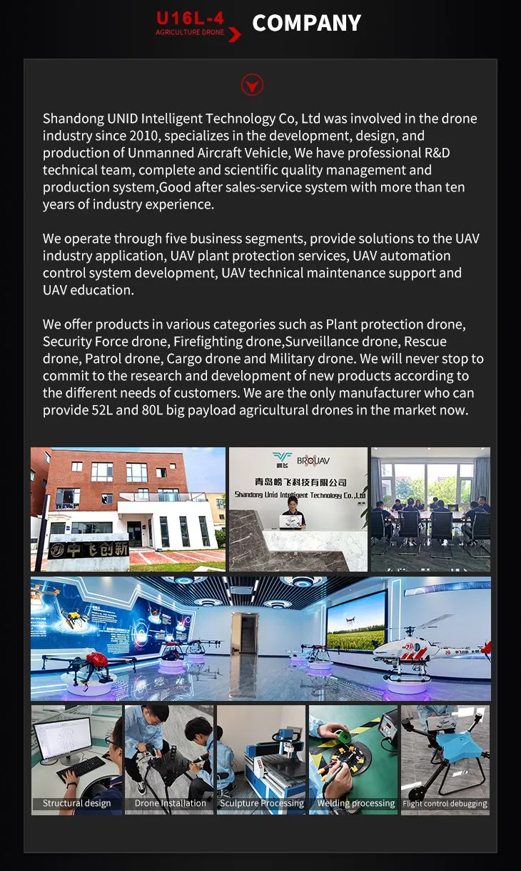 Brushless Water Pump Motor 16L Drone Aircraft for Agriculture