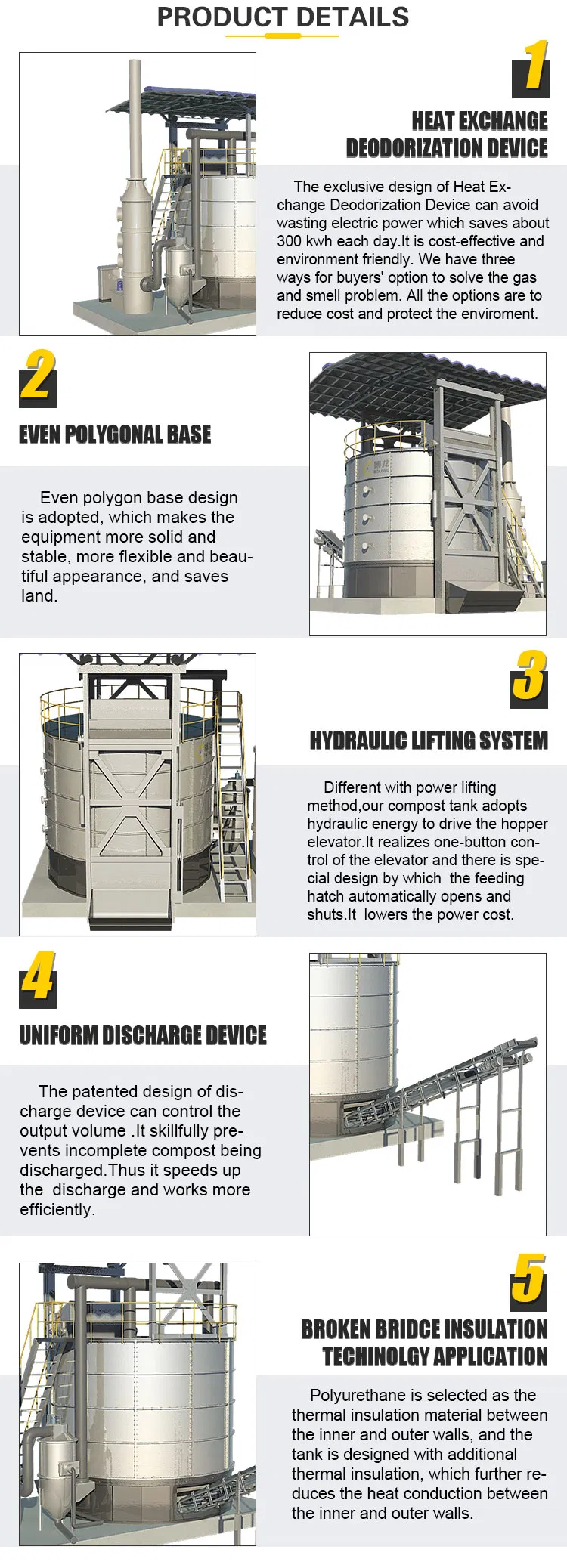Carbon Steel Wear-Resistant Composting Grinder for Organic Mature Fermentation