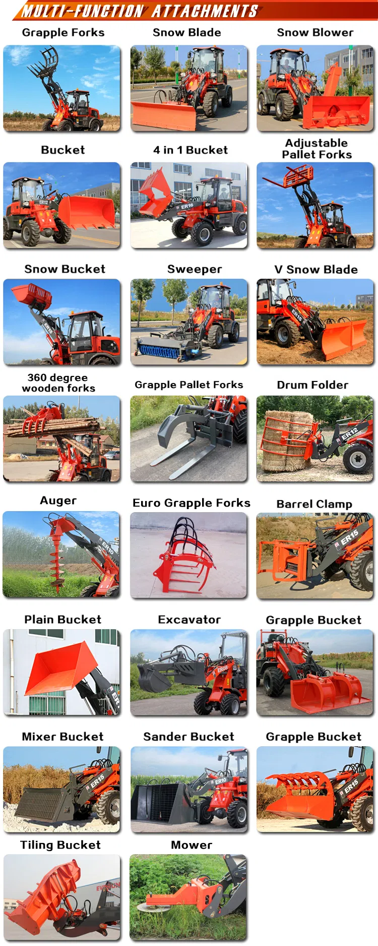 Ce Approved Er08 800kg Small Wheel Loader with Euro3 Engine for Sale