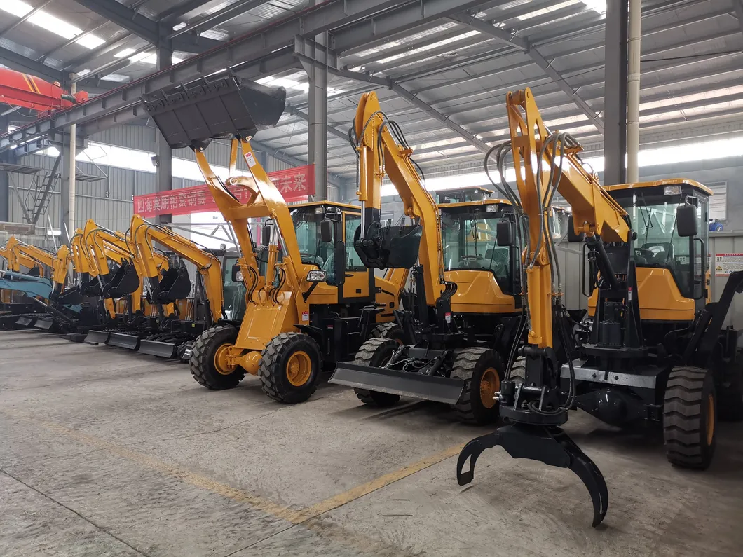 China Factory 3.0 Ton Hydraulic Wheel Excavator with Grapple/Log Grab/Clipping Plier 2020 New