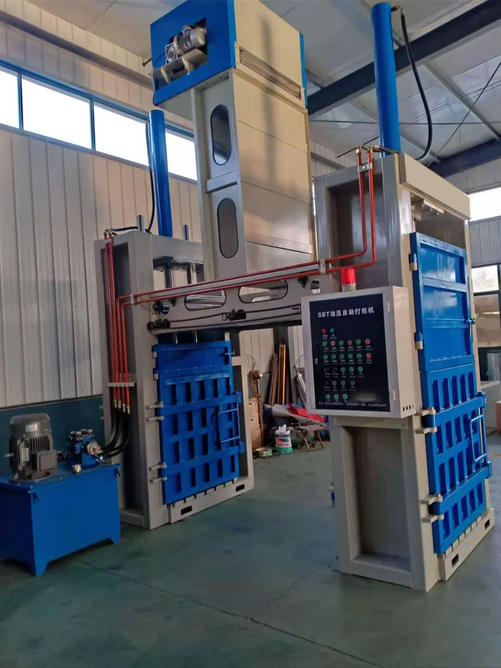 Double Chamber Vertical Clothing Baler for Clothing Textile Recycling Machinery