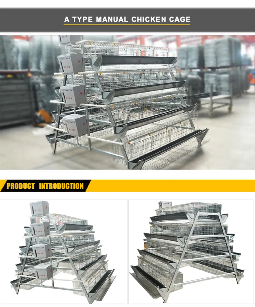 Durable hot-dip galvanized 3 tiers egg layer chicken cages
