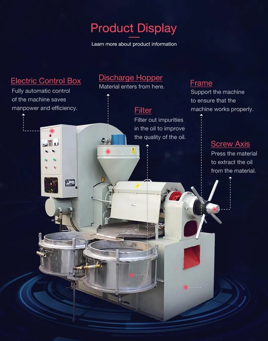 Edible Cooking Corn Germ Oil Squeezing Machine in Oil Production Plant