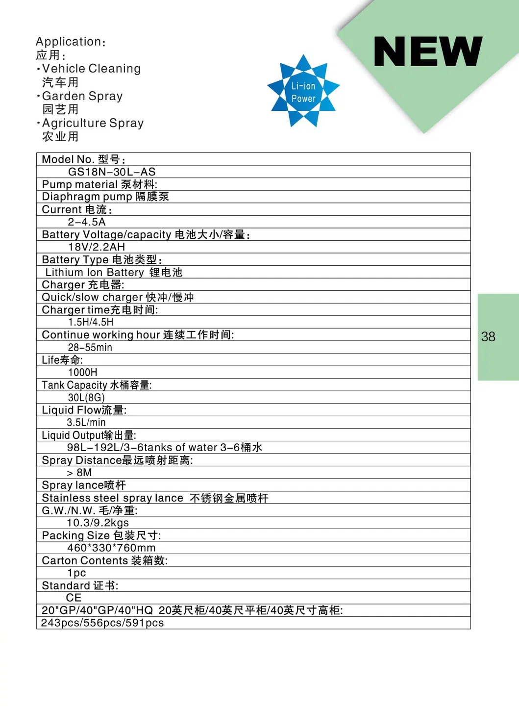 GS18n-30L-as Multi Function Electric Battery Sprayer