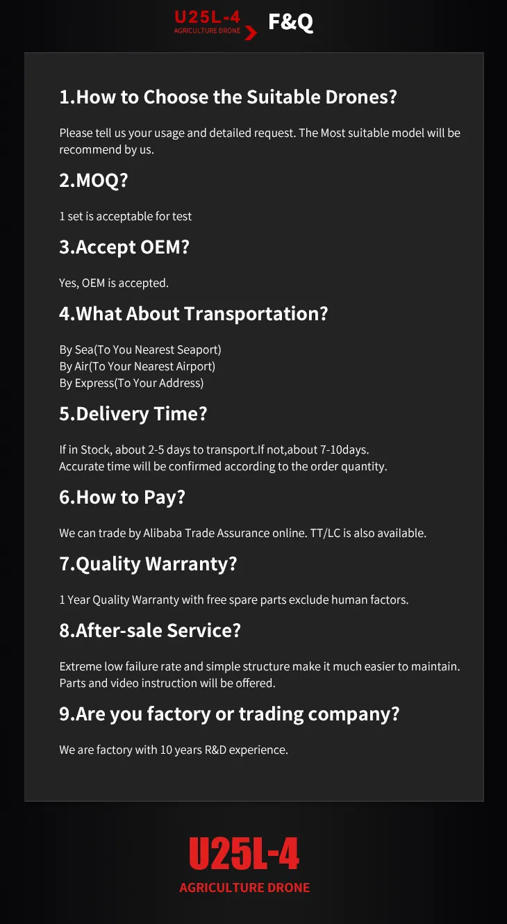 High Efficiency 25L Pesticide Tank Drone Sprayer Agricultural Aircraft