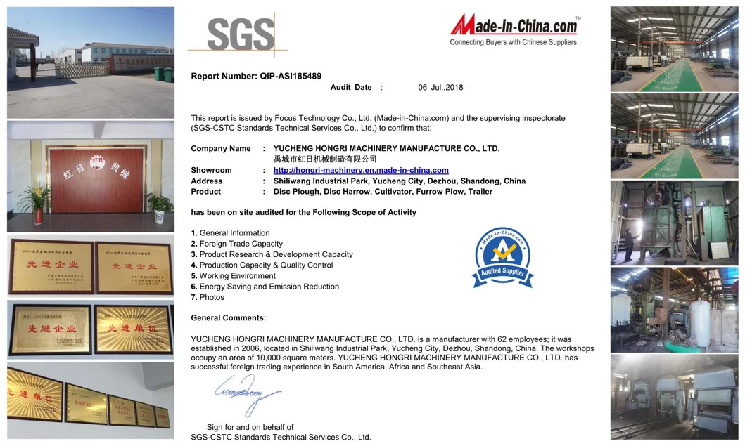 Hognri High Quality Hot Sale Agriculture Machine Disc Plough