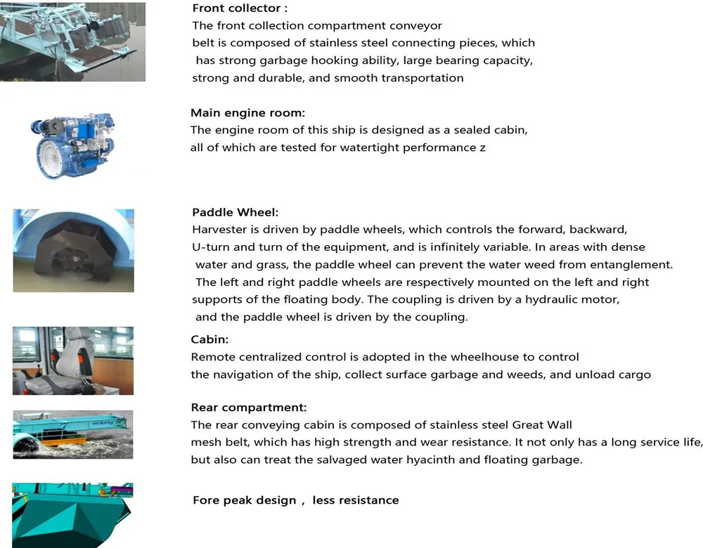 New Design High Efficiency Trash Skimmer/ Weed Harvester/Mowing Boat with Good Quality